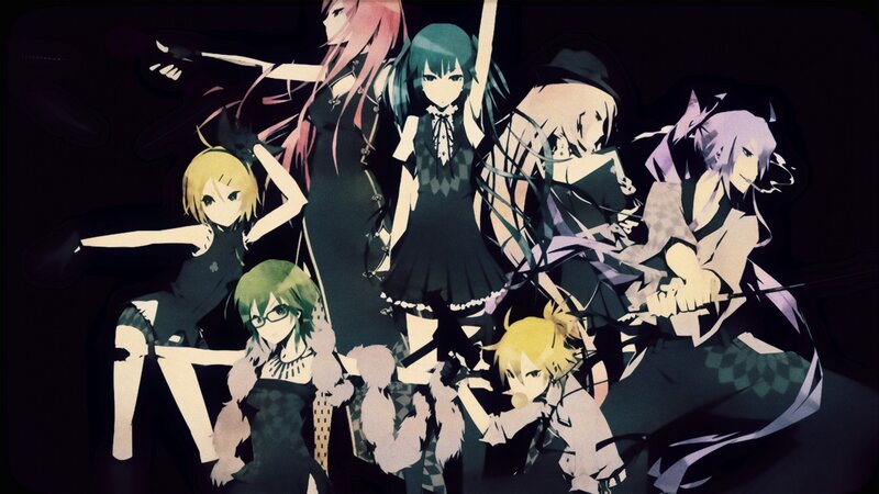 anime girls in dark setting