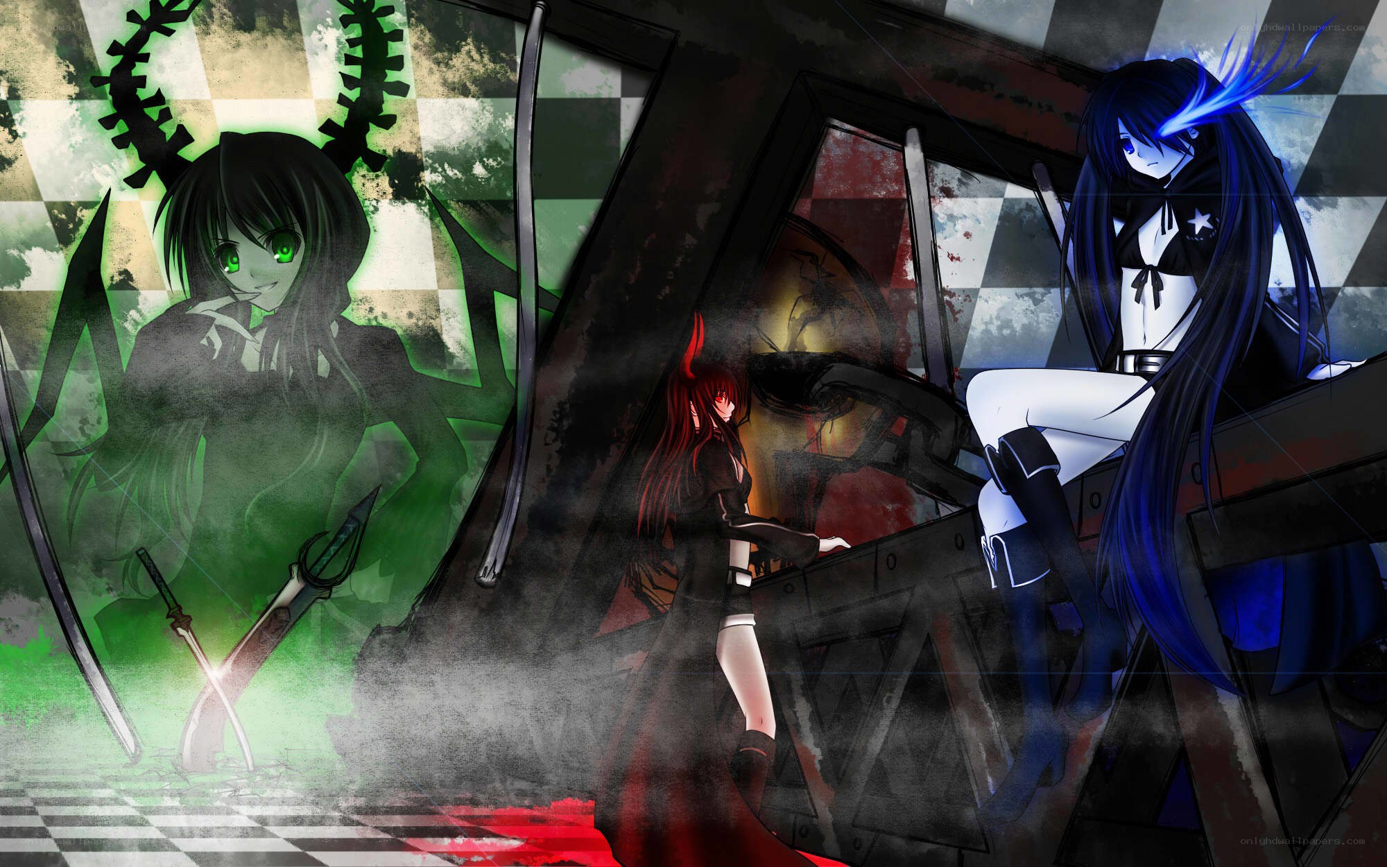 anime girls in dark setting