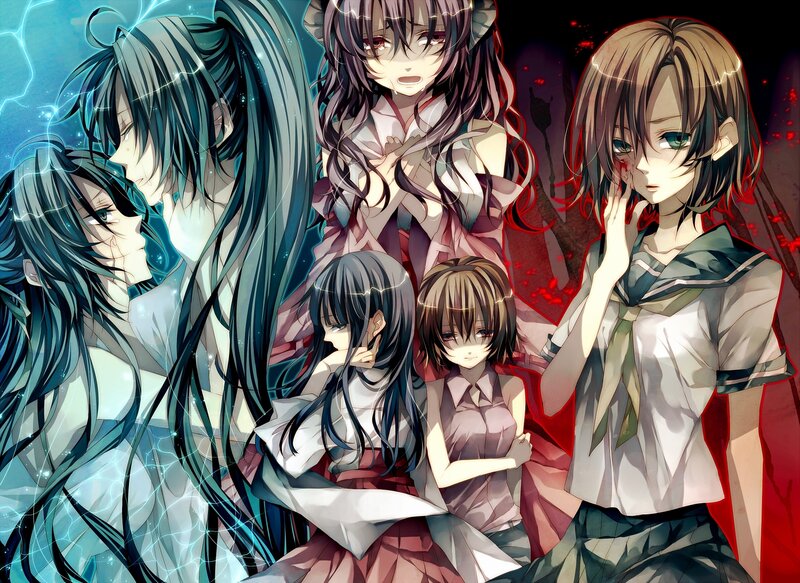 anime girls in dramatic scene
