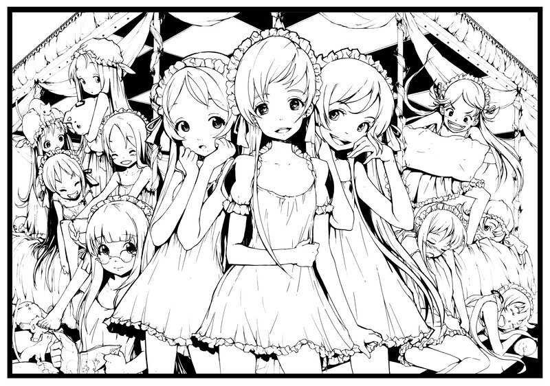 anime girls in dresses