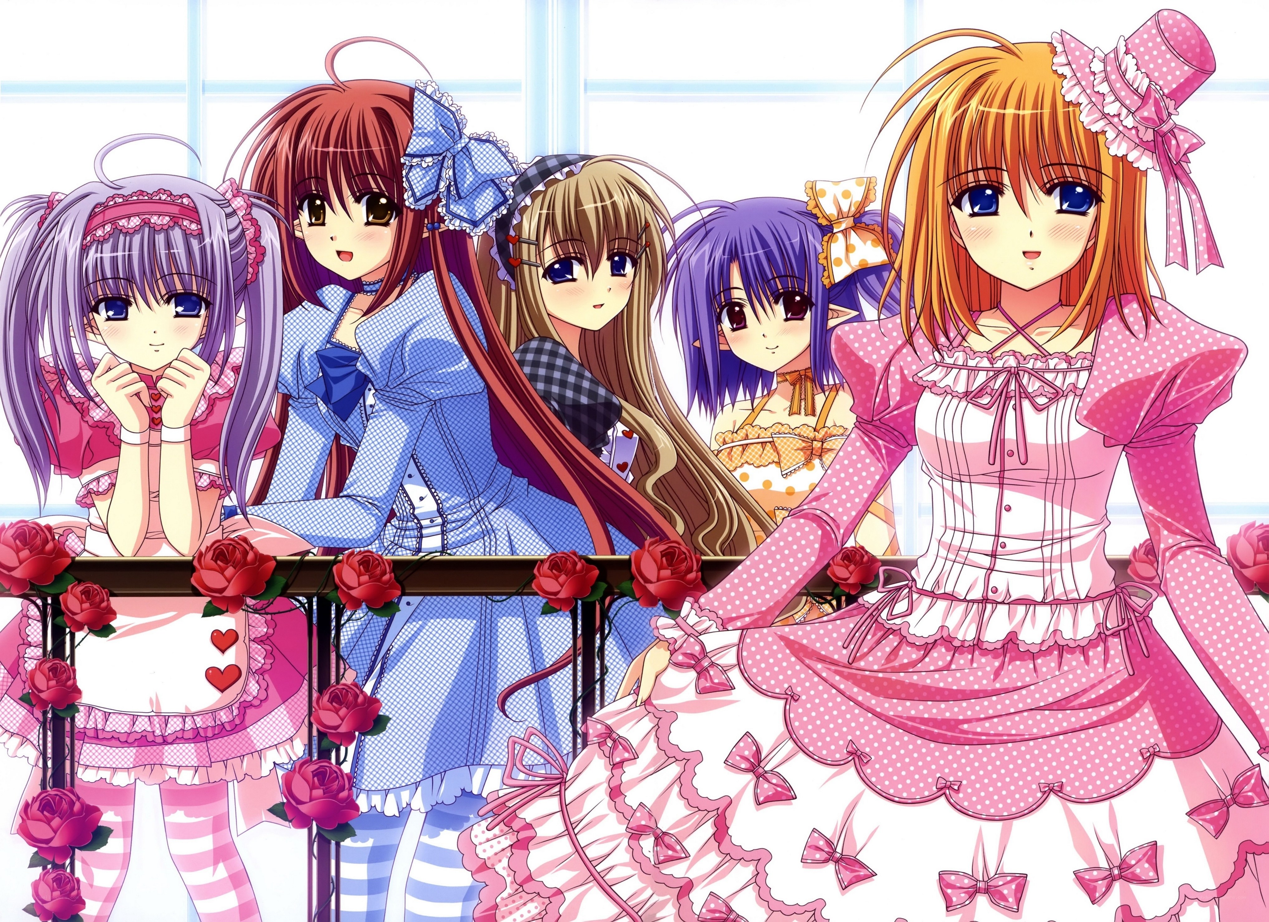 anime girls in dresses