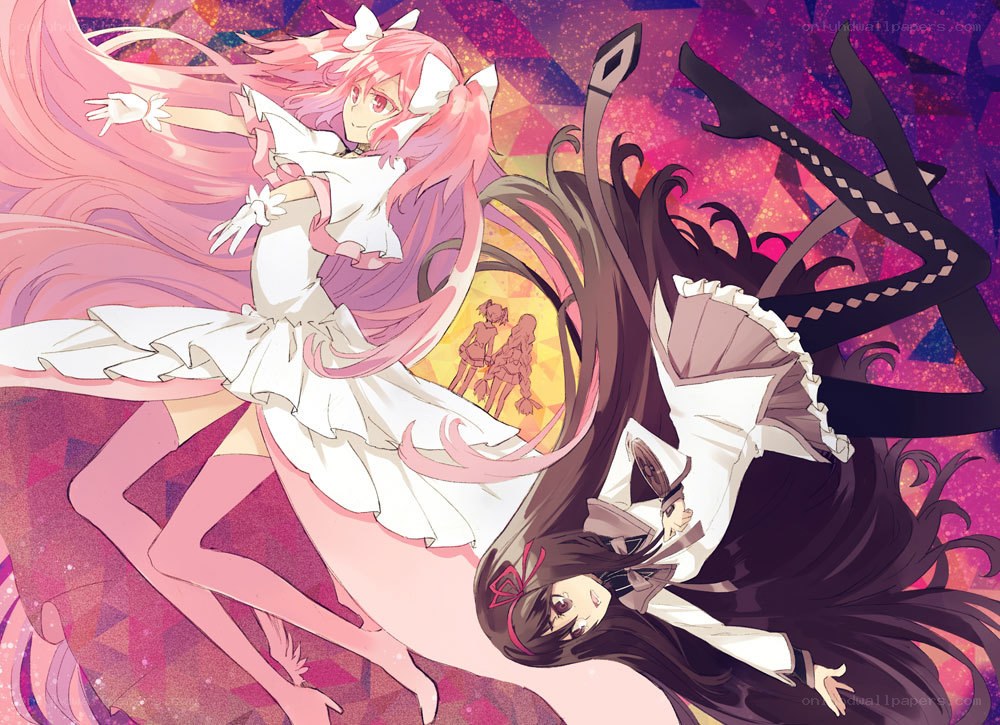 anime girls in dynamic pose