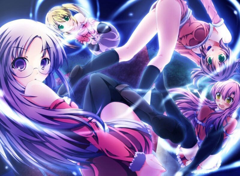 anime girls in dynamic pose
