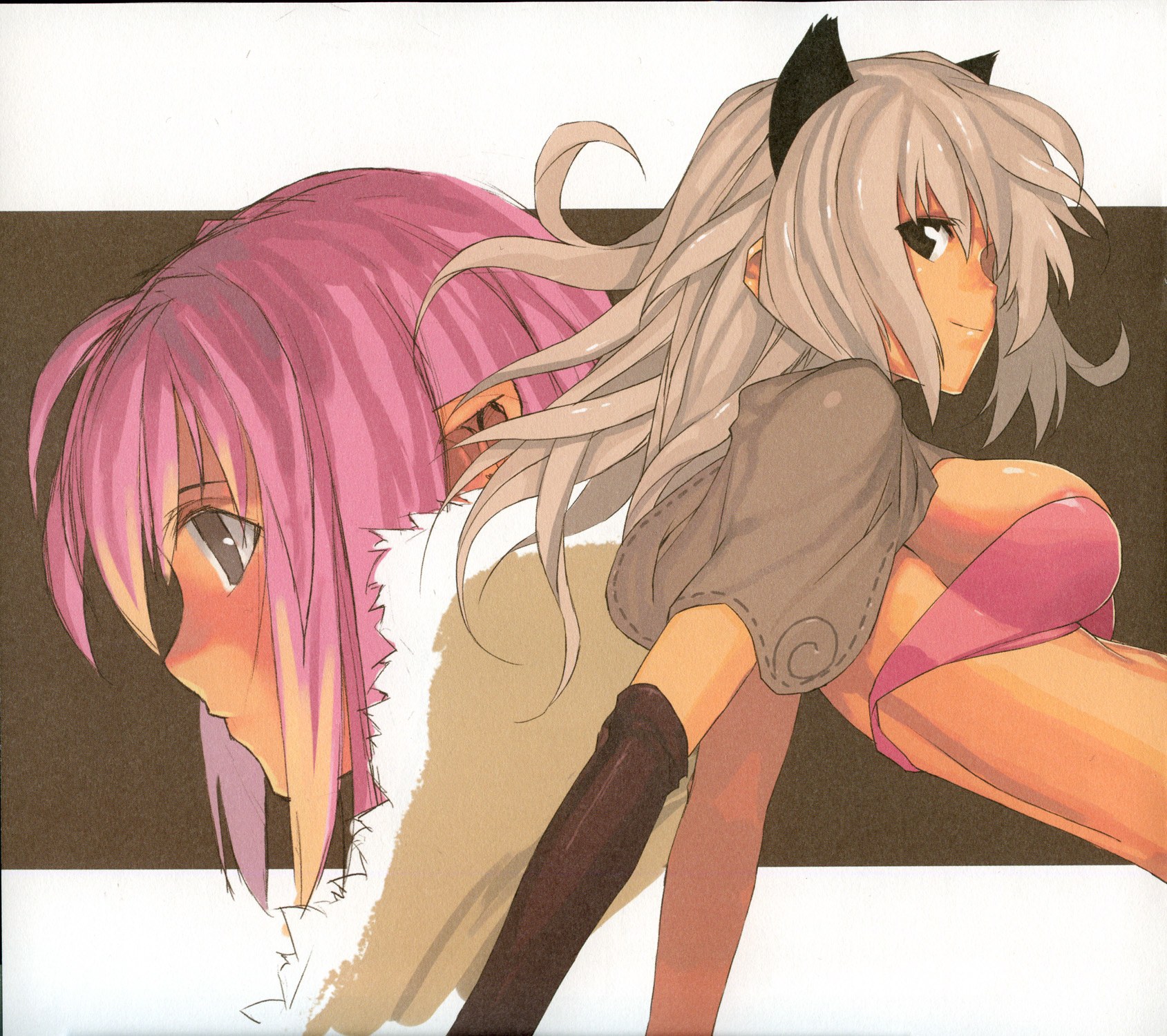 Anime girls in dynamic pose
