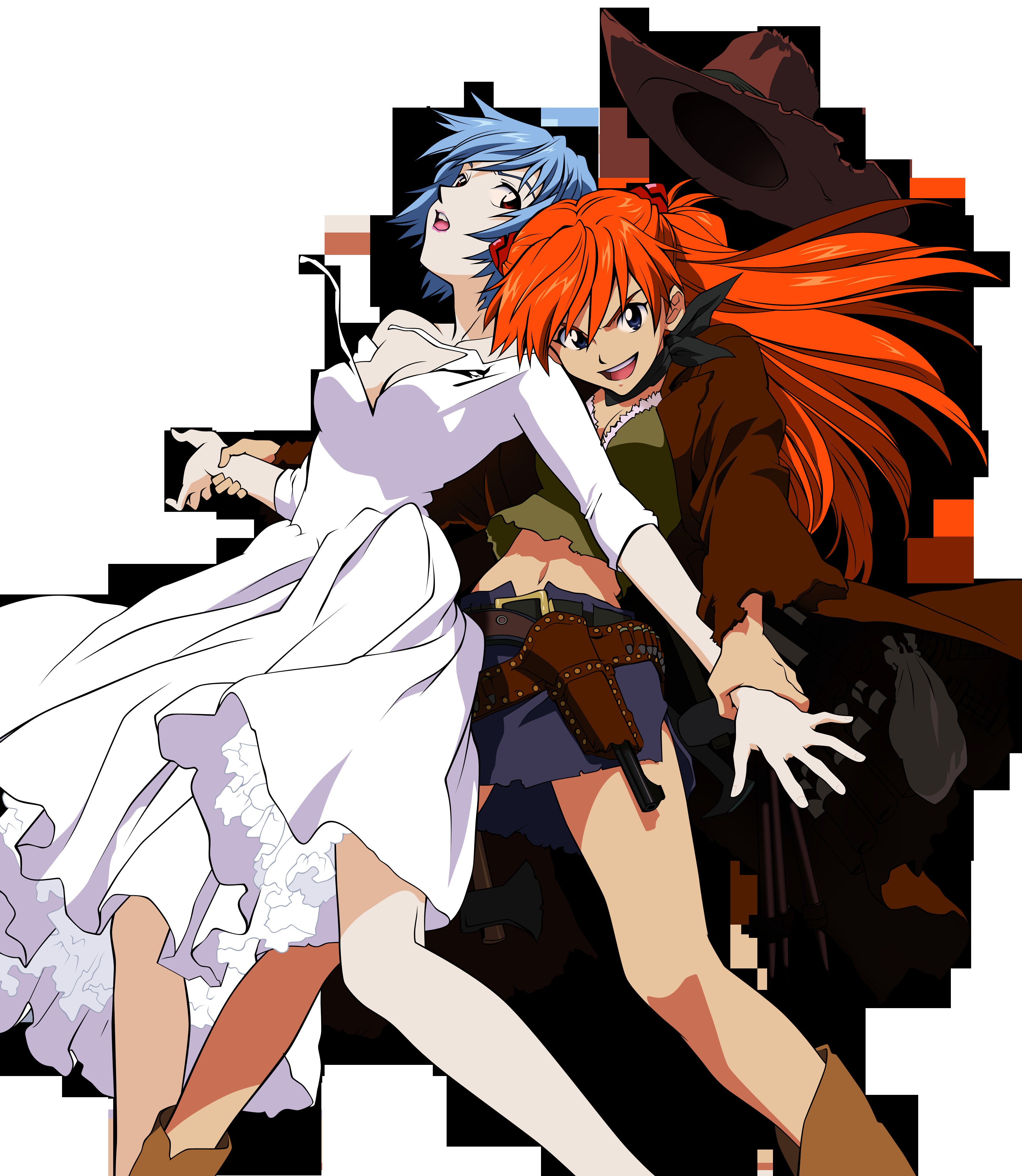 anime girls in dynamic pose