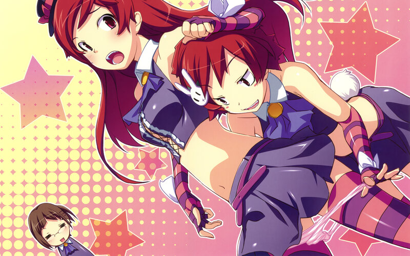 Anime girls in dynamic pose