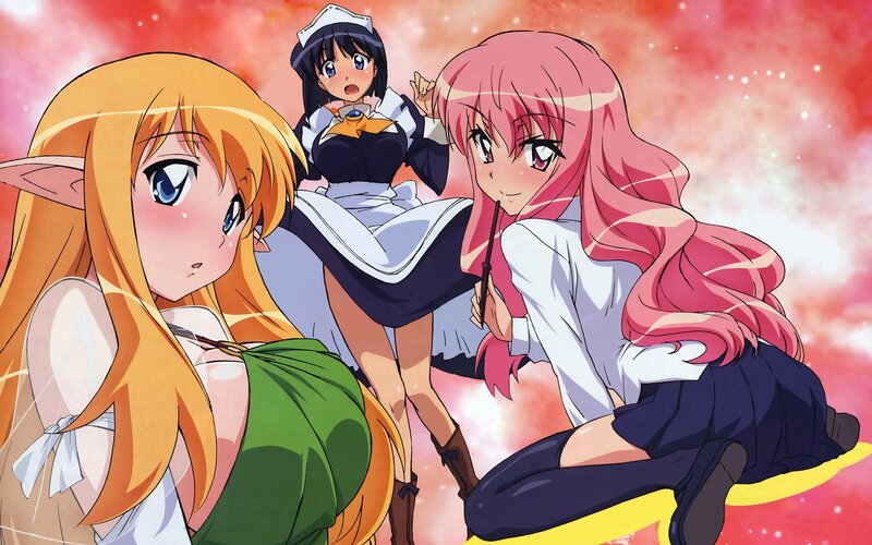 anime girls in dynamic pose