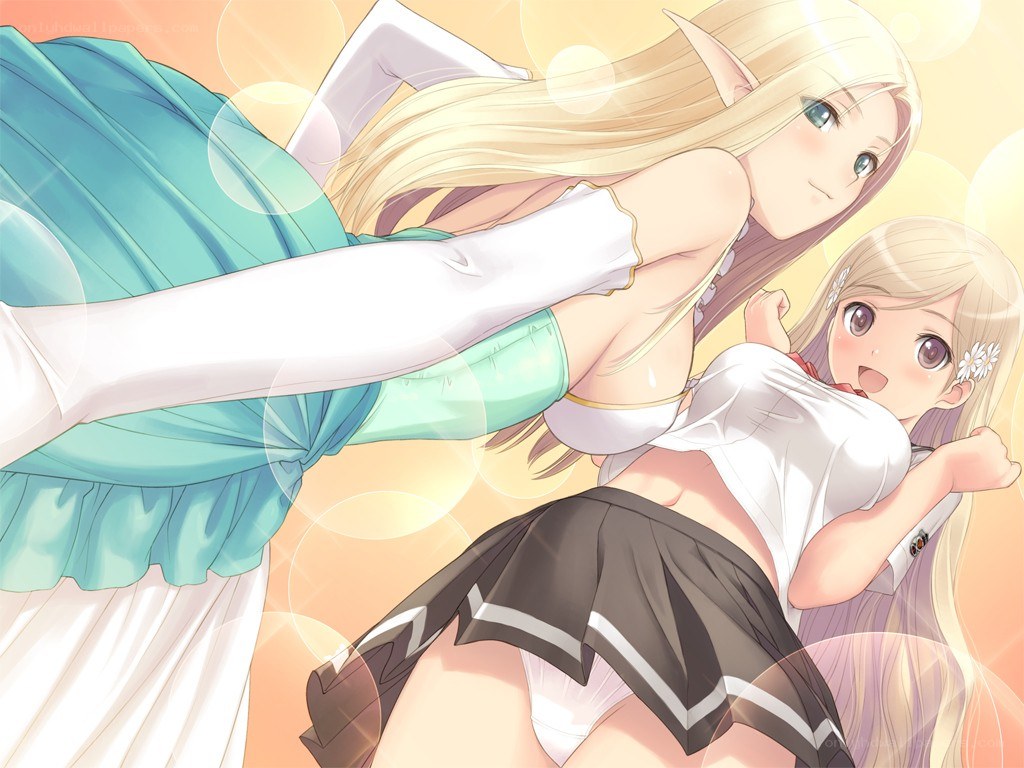 Anime girls in dynamic pose