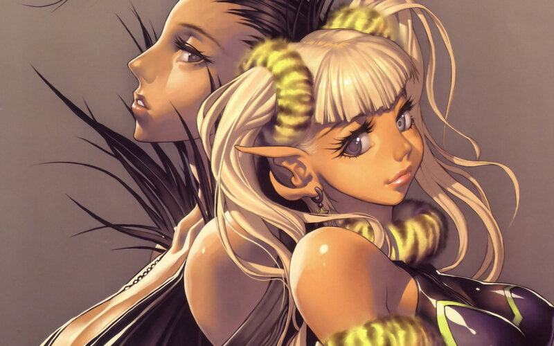 anime girls in fantasy attire