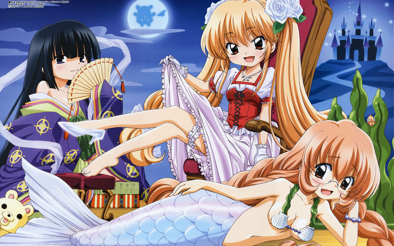 Anime girls in fantasy setting