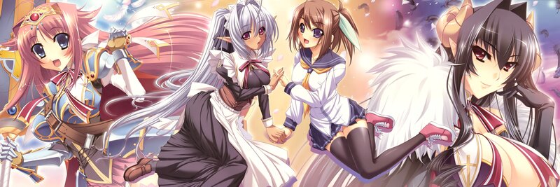 anime girls in fantasy setting