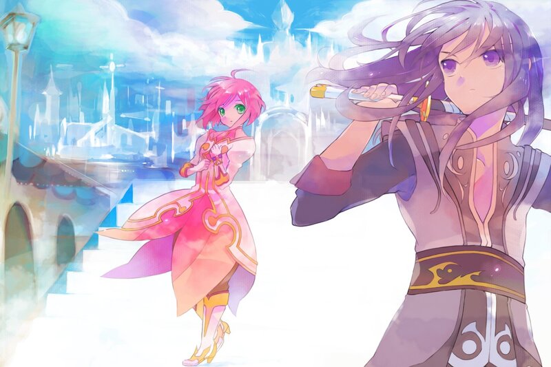 anime girls in fantasy setting