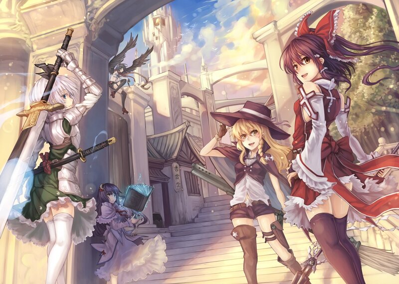 Anime Girls in Fantasy Setting — Red