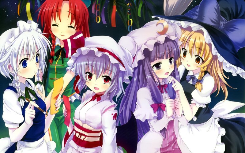 anime girls in festive outfits