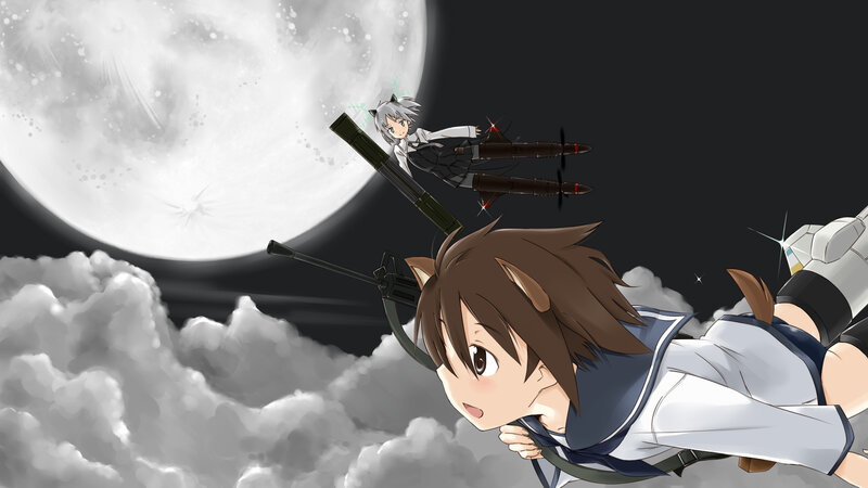 Anime Girls in Flight — White