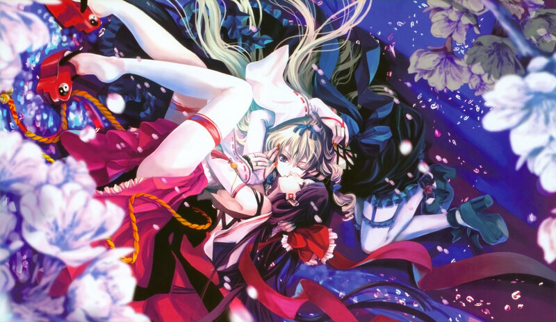 anime girls in floral dream