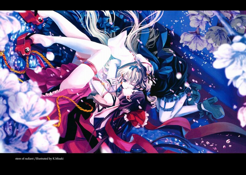anime girls in floral scene