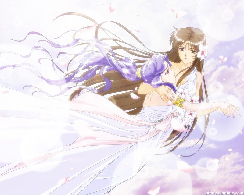 anime girls in flowing dresses