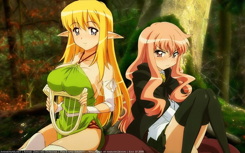 Anime girls in forest scene