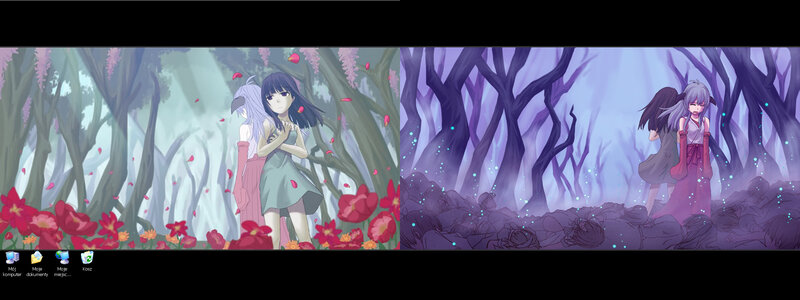 Anime girls in forest scenes