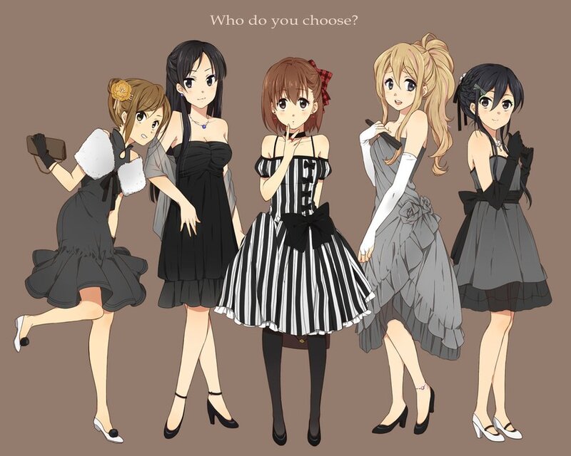 anime girls in formal dresses