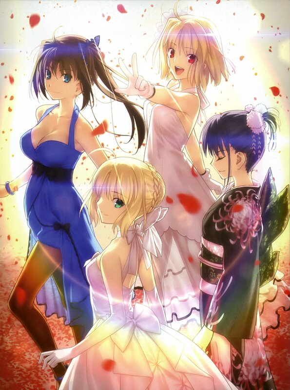 Anime girls in formal dresses