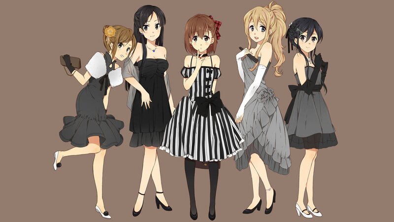 anime girls in formal dresses