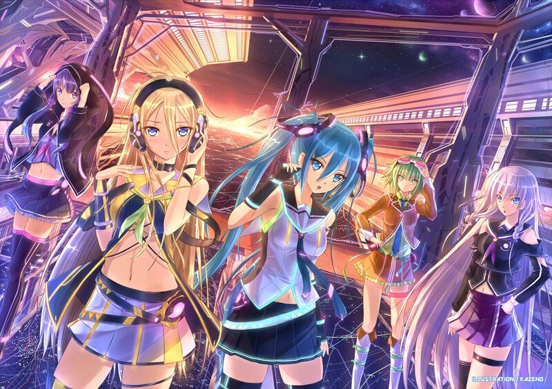 anime girls in futuristic setting