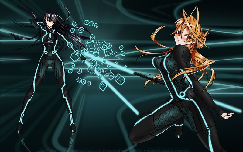 Anime girls in futuristic suits