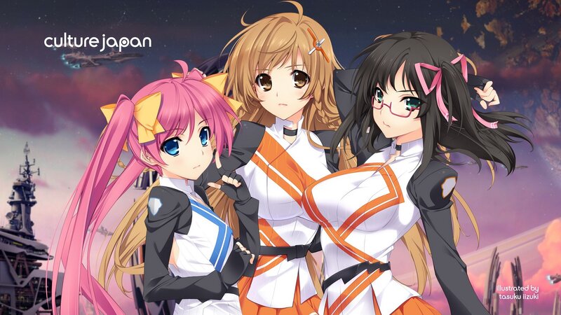 anime girls in futuristic uniforms