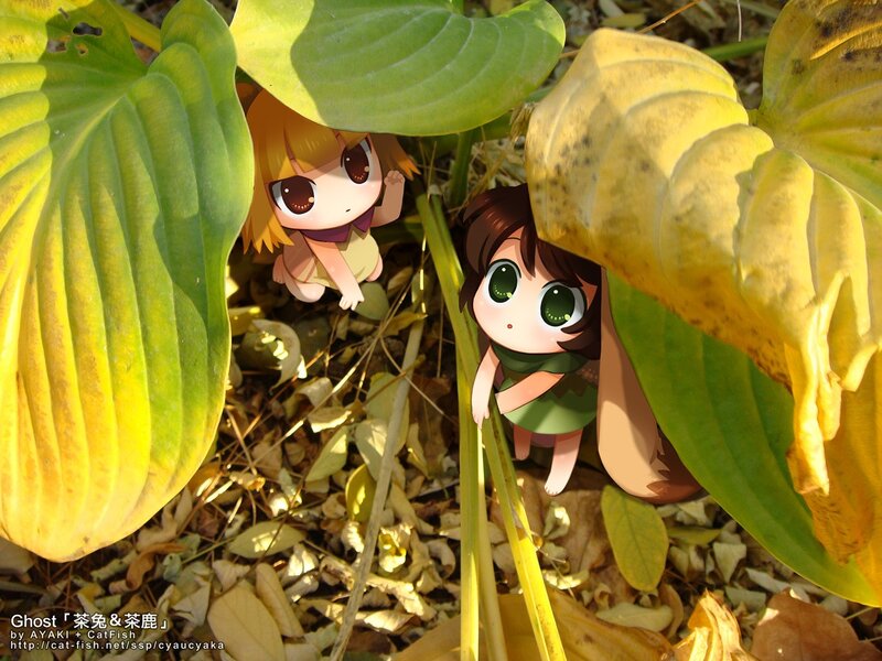 Anime girls in garden