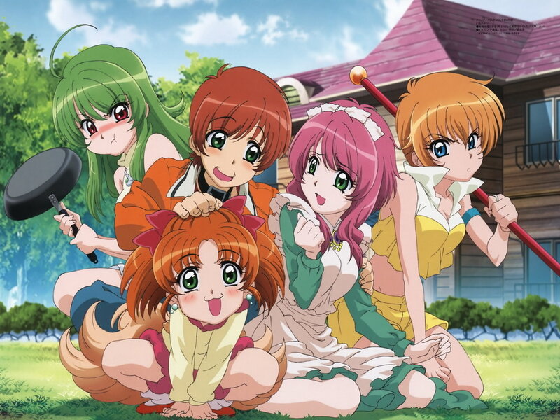 anime girls in garden