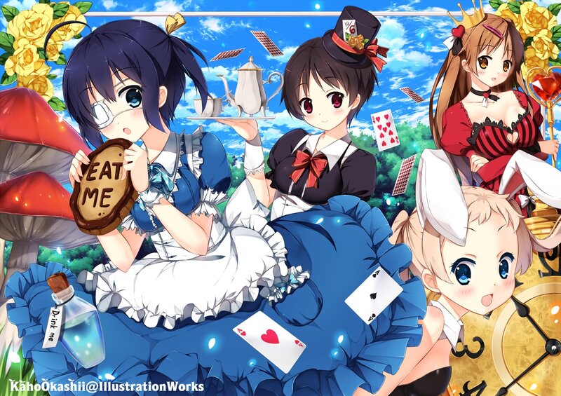 Anime Girls in Garden — Blue