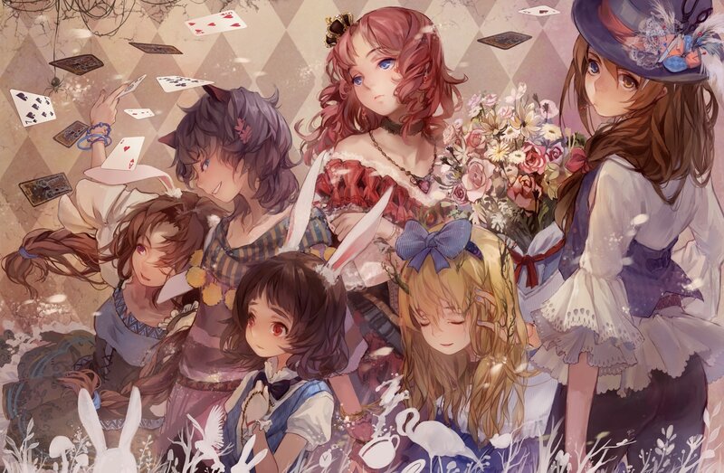 Anime Girls in Garden — Pink