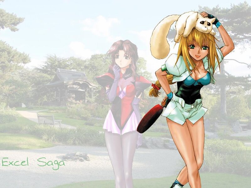 Anime girls in garden scene