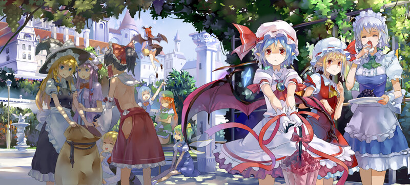 Anime Girls in Garden — White