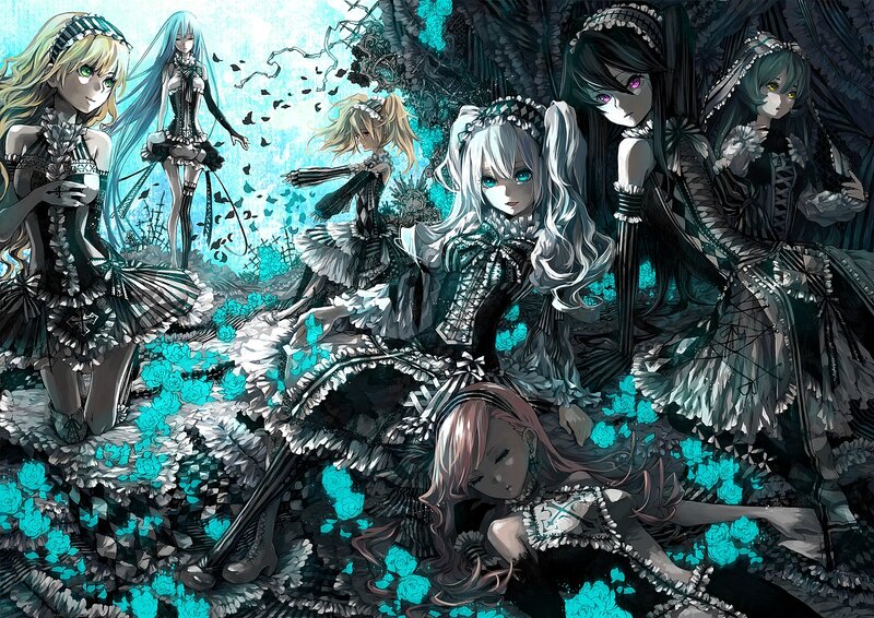 Anime Girls in Gothic Dresses — Black