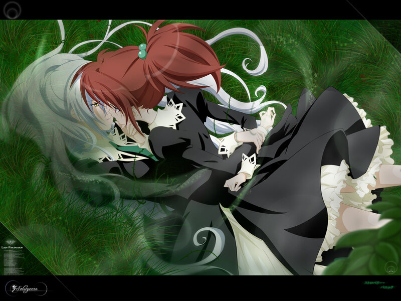 anime girls in grass