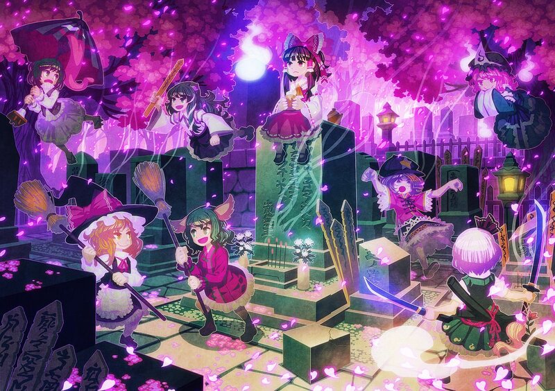 Anime Girls in Graveyard
