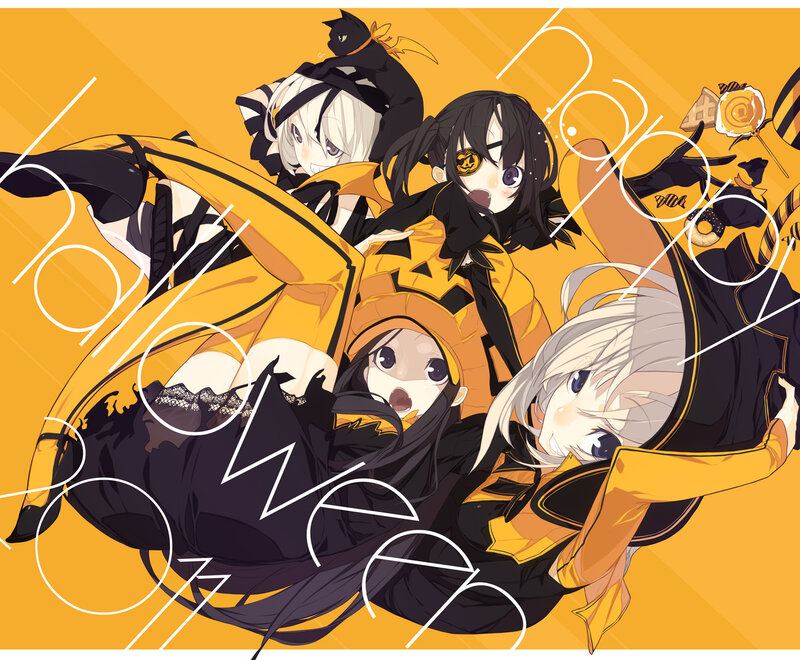 Anime Girls in Halloween Costumes — Orange