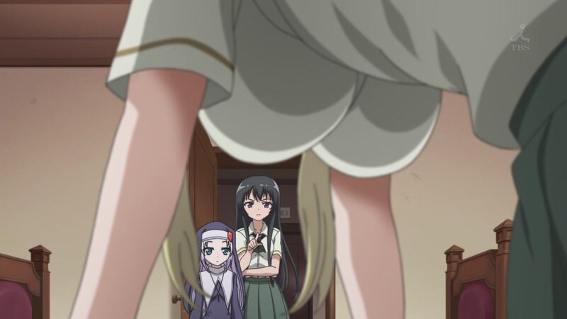 anime girls in hallway