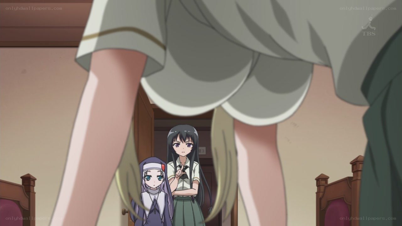 anime girls in hallway