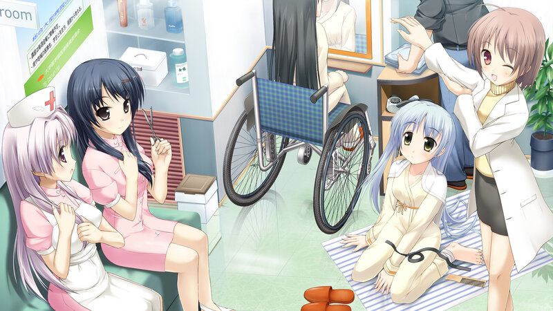 Anime Girls in Hospital Room — Blue