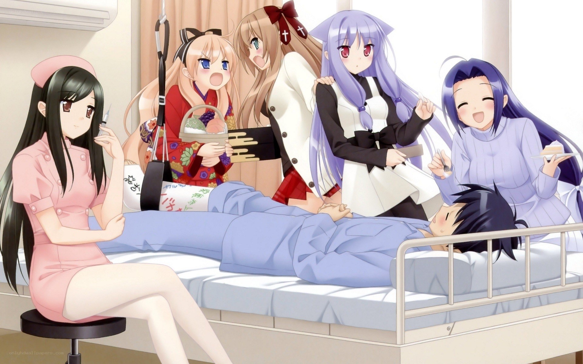 Anime girls in hospital room