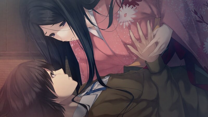 anime girls in intimate moment