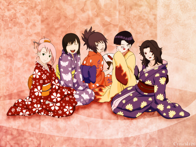 anime girls in kimonos