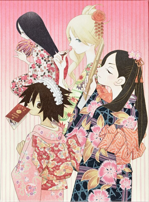 anime girls in kimonos