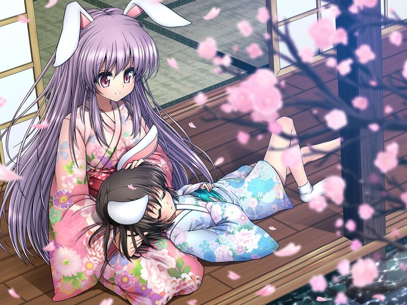 Anime girls in kimonos
