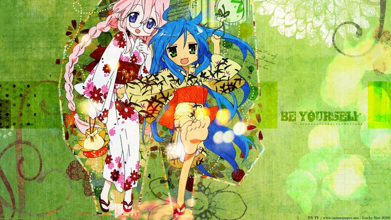 Anime girls in kimonos