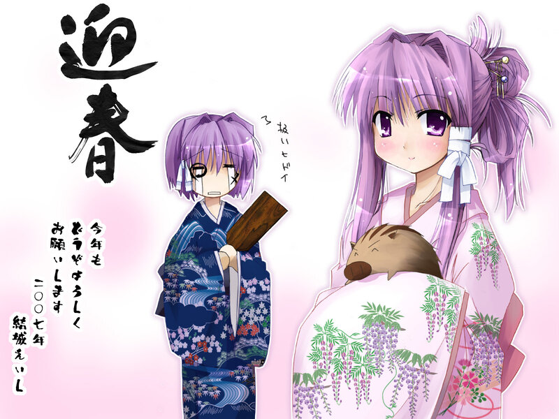 Anime girls in kimonos